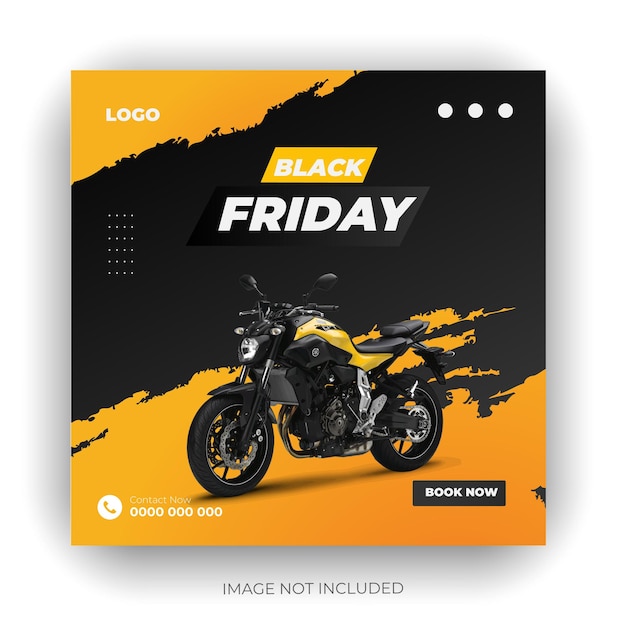 eine schwarz-gelbe Anzeige für das Motorrad Freitag Freitag freitag Freitag