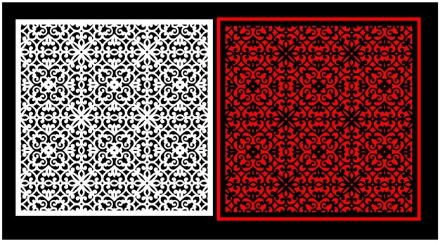 Eine schwarz-weiße Karte mit einem rot-schwarzen Muster.