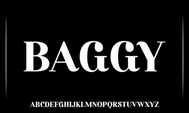 Vektor eine schwarz-weiße schriftart mit der aufschrift „baggy“.