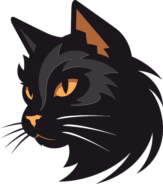 eine schwarze Katze mit brauner Nase und orangefarbenen Augen