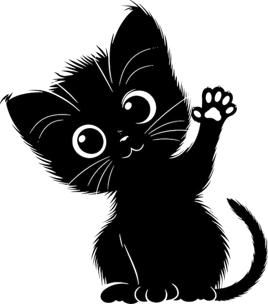 Vektor eine schwarze katze mit einem weißen gesicht und die wörter das wort darauf