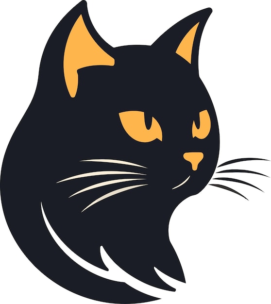 eine schwarze Katze mit gelben Augen und einem schwarzen Hintergrund