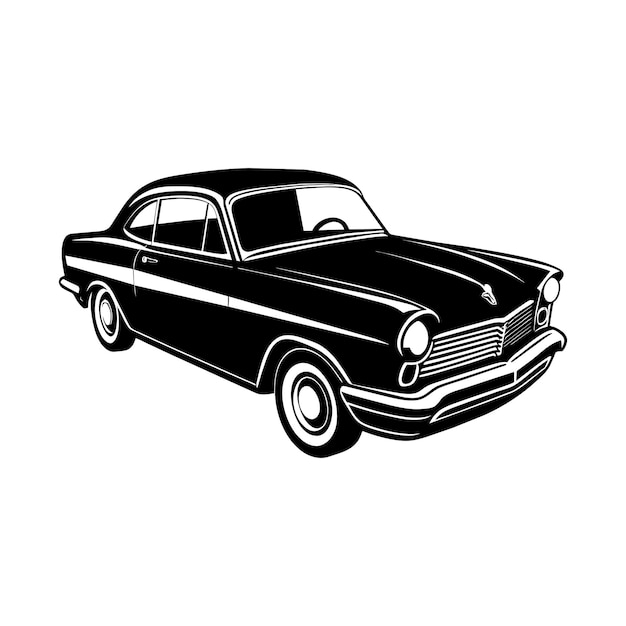 Eine schwarze Silhouette eines alten klassischen Autos