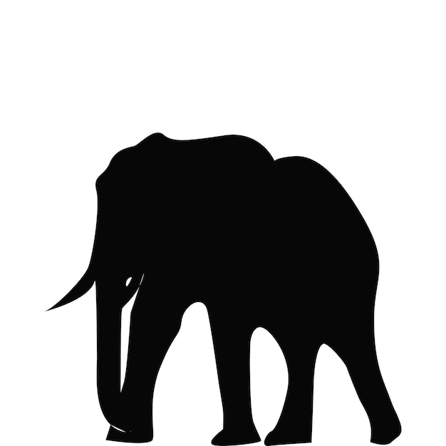 Vektor eine schwarze silhouette eines elefanten mit dem wort elefant darauf.