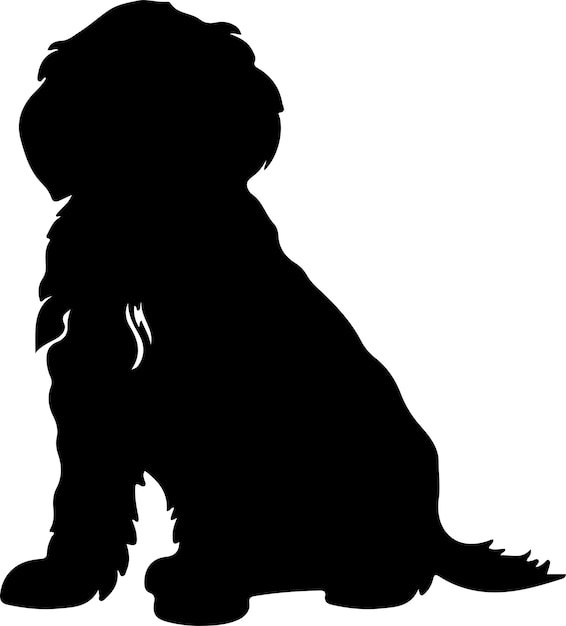 Eine schwarze silhouette eines hundes mit einem löwenkopf