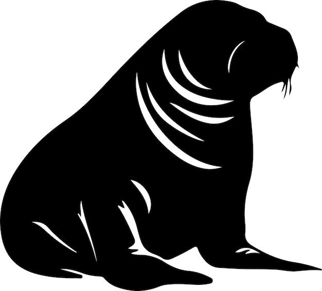Vektor eine schwarze silhouette eines seals mit einer zeile von zähnen