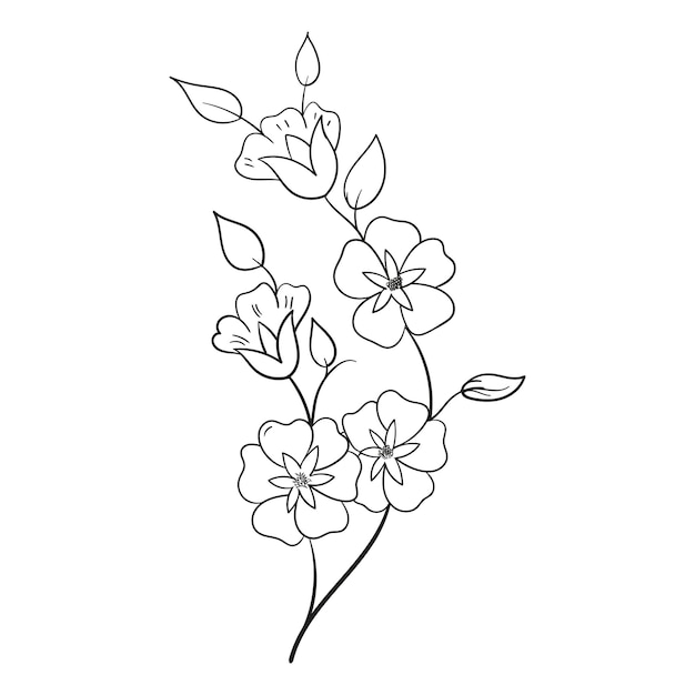 Eine schwarzweiße Zeichnung einer Blume