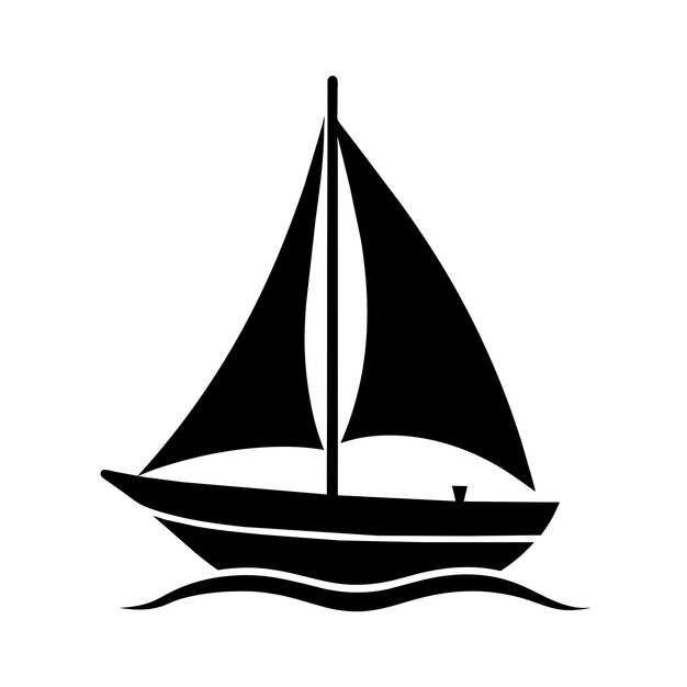 eine Segelboot-Vektor-Silhouette, isoliert auf weißem Hintergrund 9