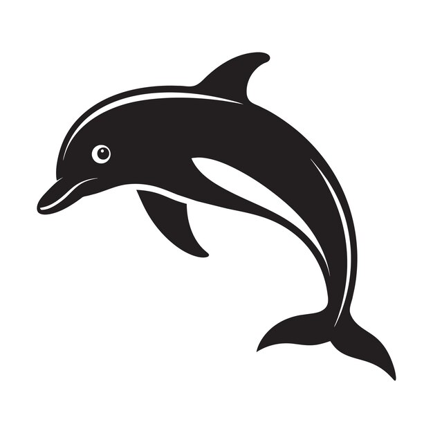 Eine silhouette eines delphins in schwarz-weiß-logo-vektor-clip-art
