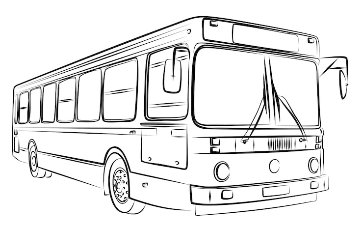 Vektor eine skizze eines großen passagierbusses