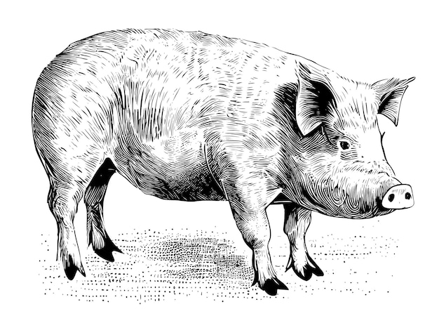 Eine Skizze eines Schweins mit einer großen Nase