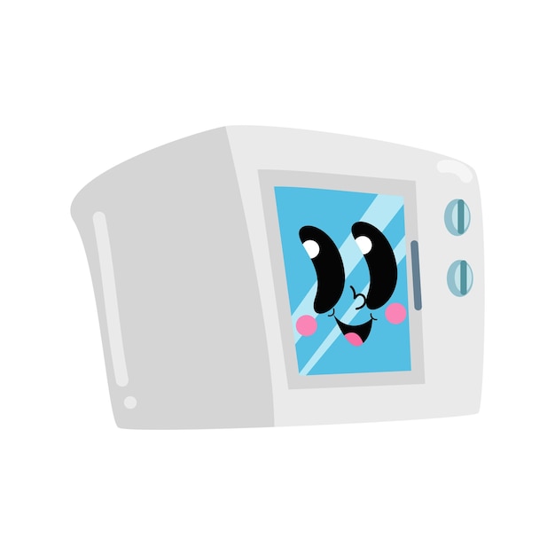 Vektor eine spielerische illustration einer mikrowelle mit einem freundlichen gesicht