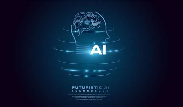Eine strahlende digitale Darstellung künstlicher Intelligenz mit einem technologischen Thema