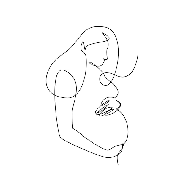 Vektor eine strichzeichnung einer glücklichen schwangeren frau