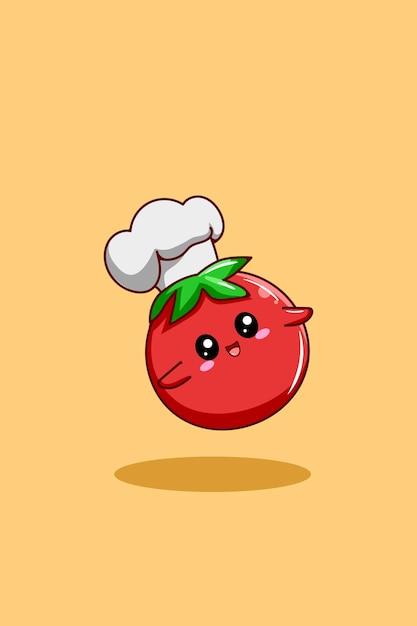 Eine süße Tomatenkoch-Cartoon-Illustration