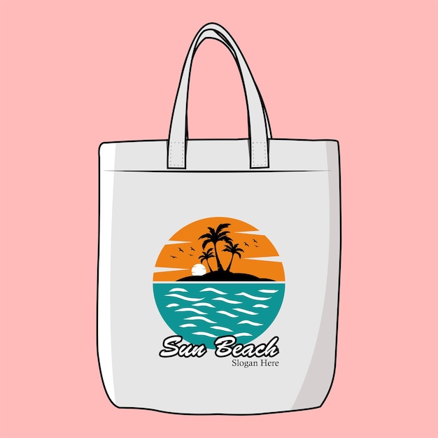 Vektor eine tasche mit der aufschrift „san beach“.