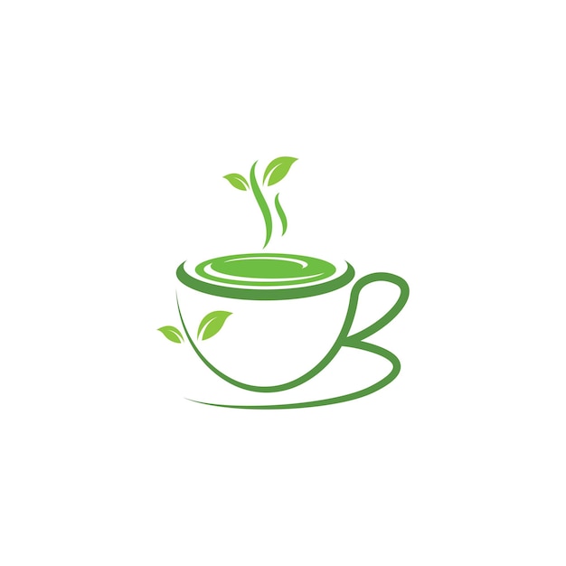 Eine tasse grüner tee symbol vektor illustration design