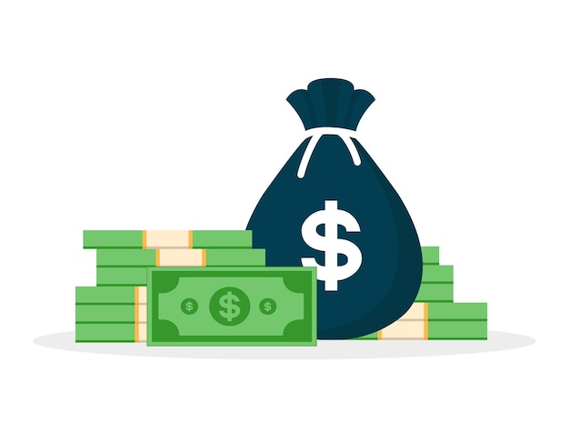 Eine Tüte Geld und eine Dollarnote