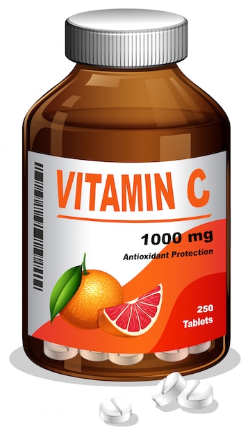 Vektor eine vitamin c flasche