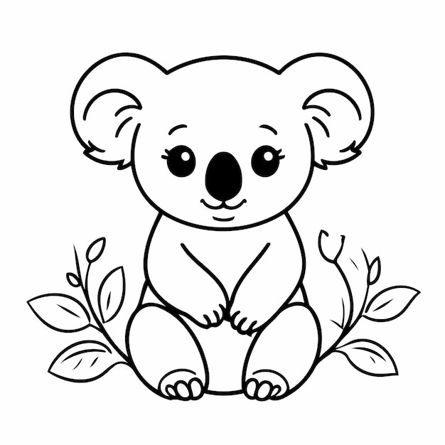 Vektor eine von hand gezeichnete seite mit freudigen koala für kinder.