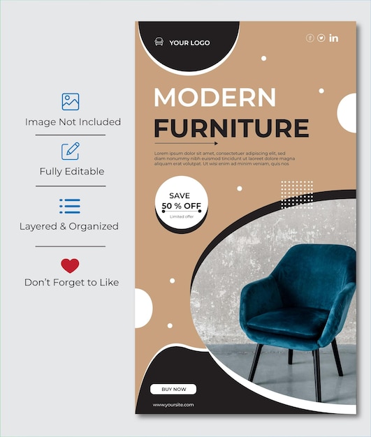 Vektor eine website, auf der moderne möbel stehen