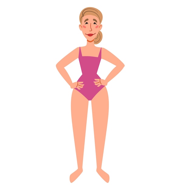 Eine weibliche figur in einem badeanzug ein dünnes europäisches mädchen in vollem wachstum