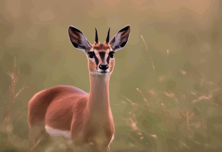 Vektor eine wunderschöne wilde antilope in der grasse eine wunde wilde antiloppe in der grassa ein männlicher impala steht o
