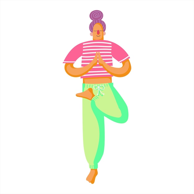 Eine yoga-bewegung in niedlicher illustration