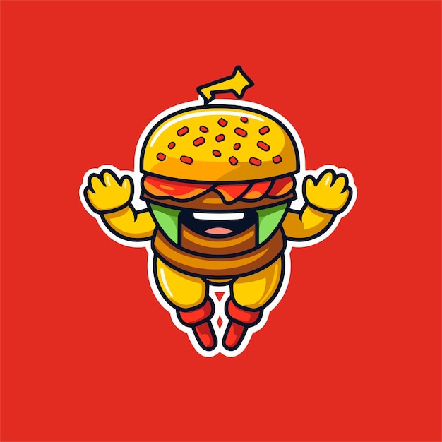 Vektor eine zeichentrickfigur eines hamburgers mit grünem hut und brille.