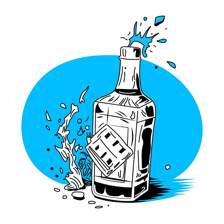 Vektor eine zeichnung einer flasche mit der nummer 5 darauf