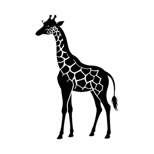 Eine zeichnung einer giraffe, auf der eine giraffe steht