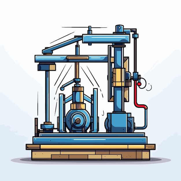 Vektor eine zeichnung einer maschine mit blauem hintergrund und rotem schlauch.