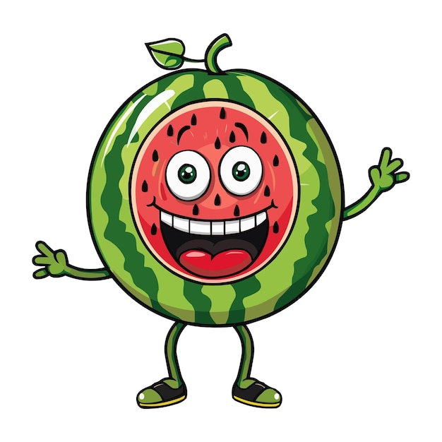 eine Zeichnung einer Wassermelone mit einem Lächeln darauf