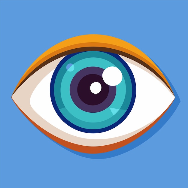 eine Zeichnung eines Auges mit einem blauen und grünen Auge
