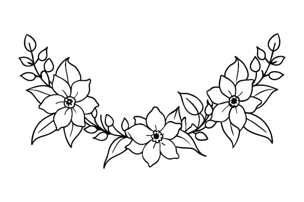 eine Zeichnung eines Brautkopfes mit Blumen darauf