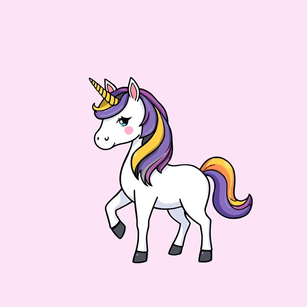 Eine Zeichnung eines Einhorns mit einer Zeichnung im Regenbogen-Stil