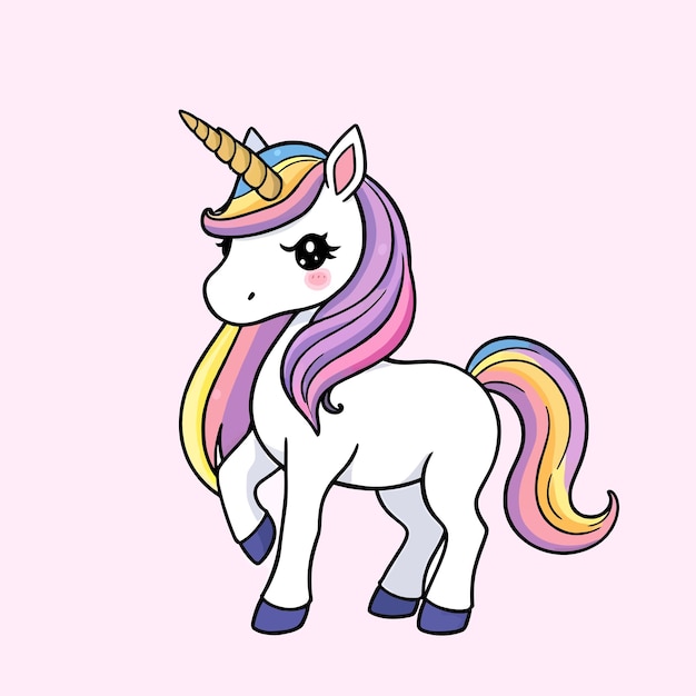 Eine Zeichnung eines Einhorns mit einer Zeichnung im Regenbogen-Stil
