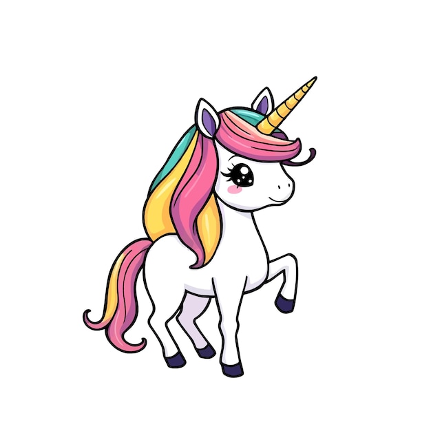 Eine Zeichnung eines Einhorns mit einer Zeichnung im Regenbogen-Stil