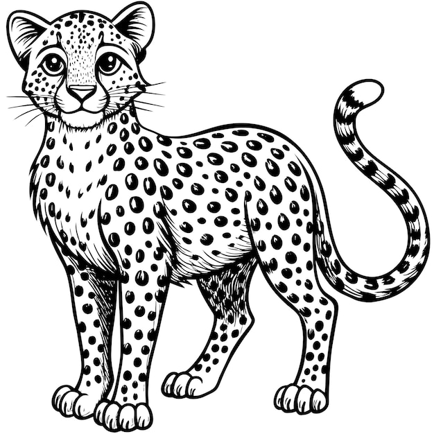 Vektor eine zeichnung eines leoparden mit dem wort gepard darauf