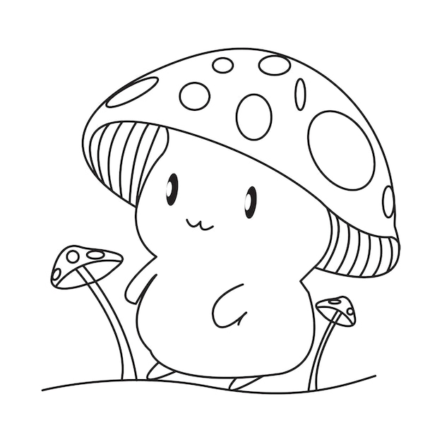 eine Zeichnung eines Pilzes mit einem Pilz darauf