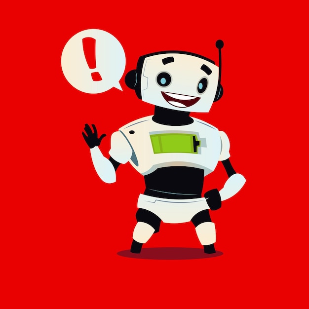 eine Zeichnung eines Roboters mit einem roten Hintergrund, auf dem steht Robot