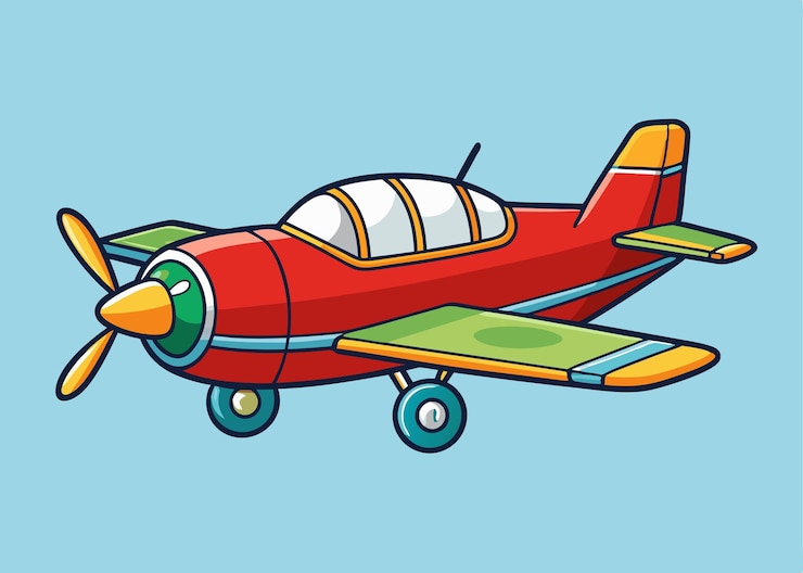 Vektor eine zeichnung eines roten flugzeugs mit einer gelben spitze