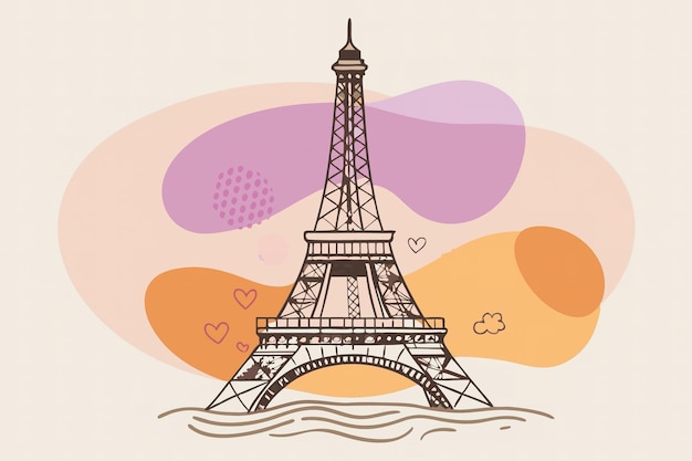 eine Zeichnung eines Turms mit den Worten Paris darauf