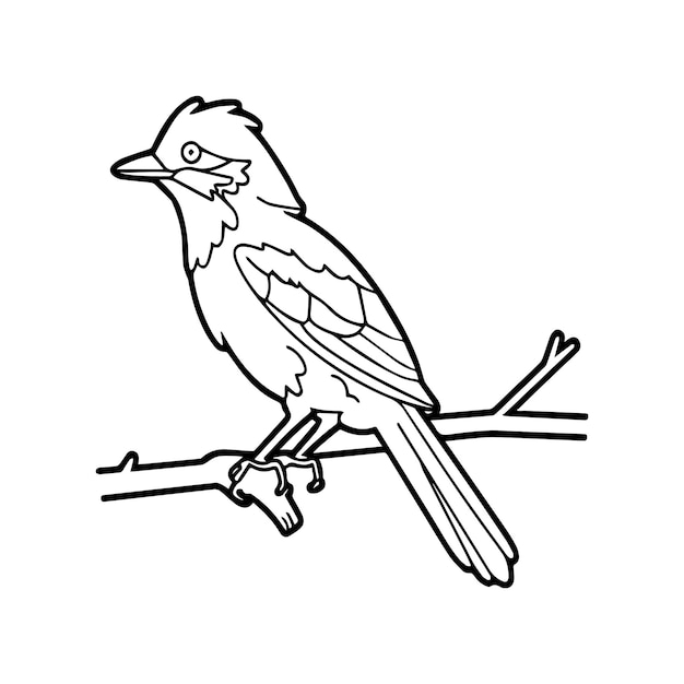 Eine Zeichnung eines Vogels auf einem Ast mit einem Vogel darauf