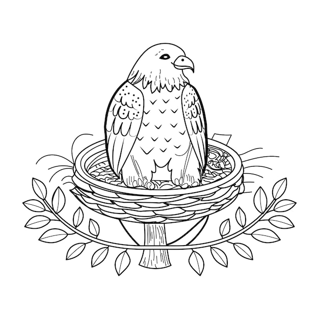 eine Zeichnung eines Vogels in einem Vogelbad