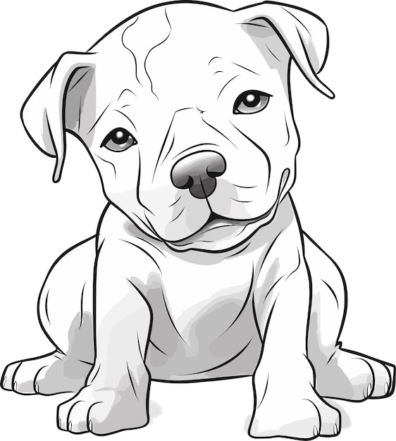 Eine zeichnung eines weißen hundes mit schwarzen linien darauf