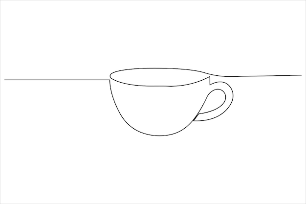 Eine Zeilzeichnung einer Kaffeetasse im modernen minimalistischen Stil mit sauberem Vektorumriss