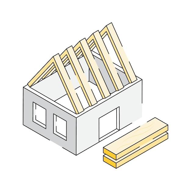 Einfach zu benutzendes isometrisches Umriss-Symbol des Hausbaus