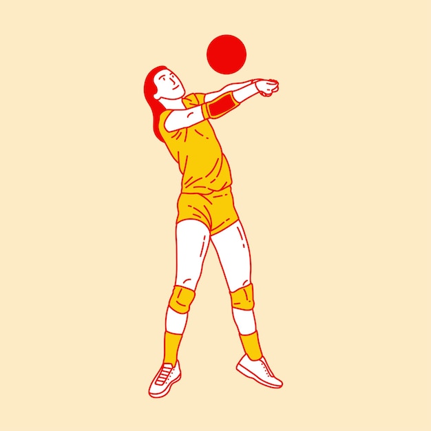 Vektor einfache cartoon-illustration von frauen-volleyball 4