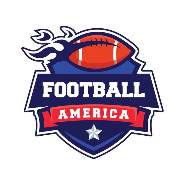 Einfache designvorlage für retro-american-football-logo mit roter und blauer farbkombination